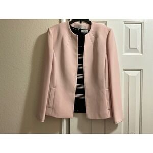 Tahari Arthur S. Levine Petite Pink Open Front Blazer Jacket Career